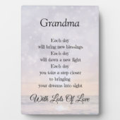 おばあちゃん愛と勇気付けられる詩デザインギフト フォトプラーク (正面)