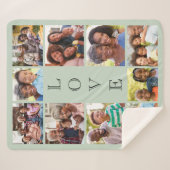 おばあちゃん愛10フォトコラージュセージグリーン シェルパブランケット (正面(横))