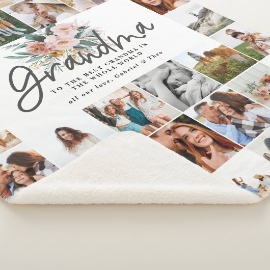 おばあちゃん数々のギフト写真の美しいフローラフリースb シェルパブランケット (3/4)