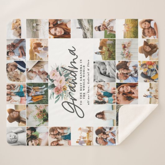 おばあちゃん数々のギフト写真の美しいフローラフリースb シェルパブランケット