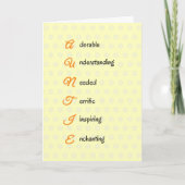 おばあちゃん文字花オレンジ カード (正面)