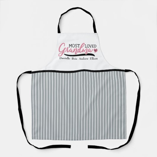 おばあちゃん最愛の子供名前をカスタムするストライプエプロン エプロン (正面)