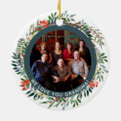 おばあちゃん最高のが写真のクリスマスエレガントフローラ セラミックオーナメント (裏面)