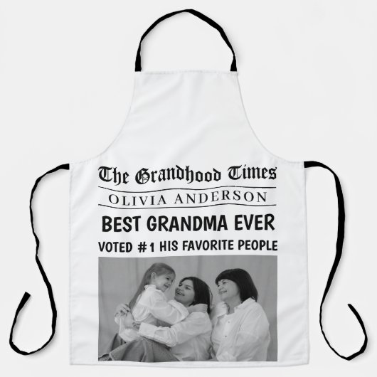 おばあちゃん最高のが新聞の見出しパーソナライズされたに掲載 エプロン (正面)