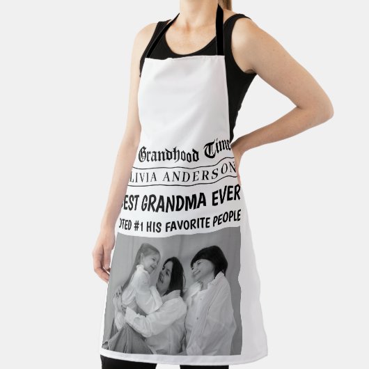 おばあちゃん最高のが新聞の見出しパーソナライズされたに掲載 エプロン (インサイチュ)