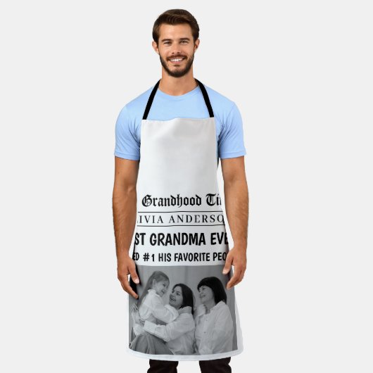 おばあちゃん最高のが新聞の見出しパーソナライズされたに掲載 エプロン (着用した状態)