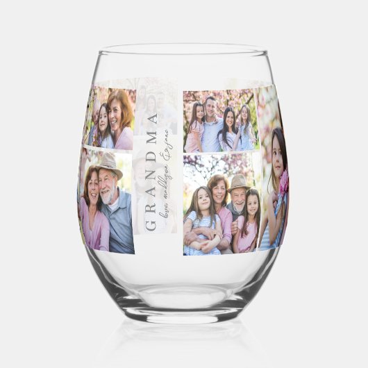 おばあちゃん最高のの写真 ステムなしワイングラス (左)