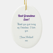 おばあちゃん最高のの写真 セラミックオーナメント (裏面)