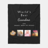 おばあちゃん最高のの家族の写真コラージュ フリースブランケット (正面)