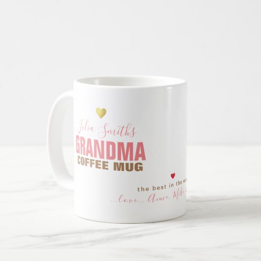 おばあちゃん最高のの為にマグ愛で… コーヒーマグカップ (正面左)