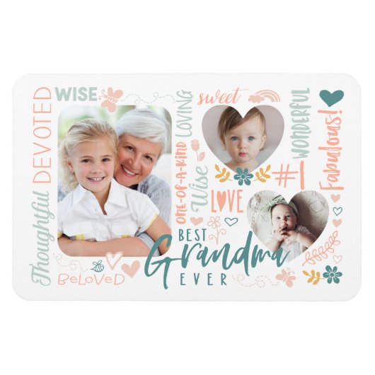 おばあちゃん最高のの言葉Grandkid写真コラージュ マグネット (横)