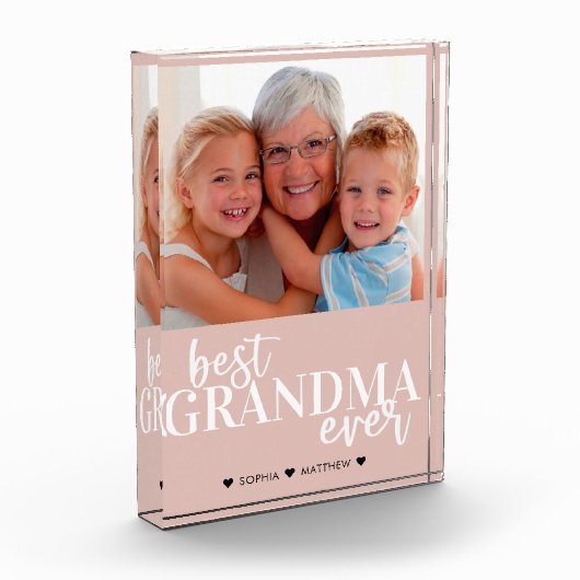 おばあちゃん最高のの赤面ピンク白フォトブロック フォトブロック (左)