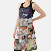 おばあちゃん最高のは今までネイビー青10写真コラージュのグリッド エプロン (インサイチュ)