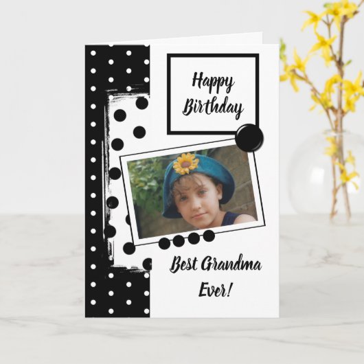 おばあちゃん最高のは写真と白黒で見た事が無い カード (黄色い花)