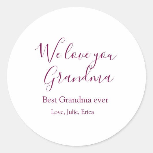 おばあちゃん最高のは常に祖父母の写真のギフトクラシック ラウンドシール (正面)