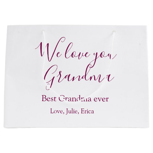 おばあちゃん最高のは常に祖父母の写真のギフトクラシック ラージペーパーバッグ (正面)