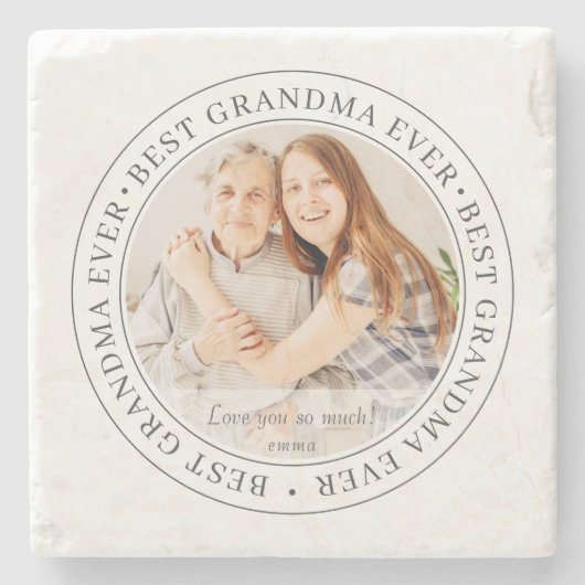 おばあちゃん最高のエバモダンークラシック写真 ストーンコースター (正面)