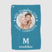 おばあちゃん最高のエバンモダンモノグラムカスタム写真 ゴルフタオル (正面)