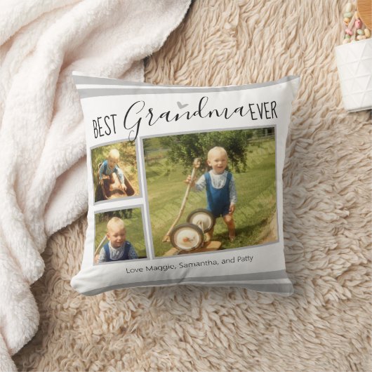 おばあちゃん最高のエバーカスタムフォトコラージュホワイト クッション (ブランケット)