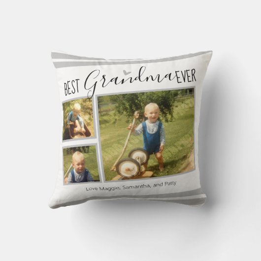 おばあちゃん最高のエバーカスタムフォトコラージュホワイト クッション (裏面)