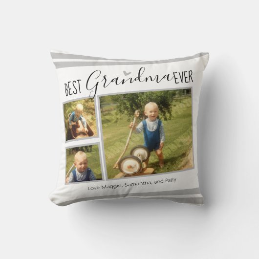おばあちゃん最高のエバーカスタムフォトコラージュホワイト クッション (正面)