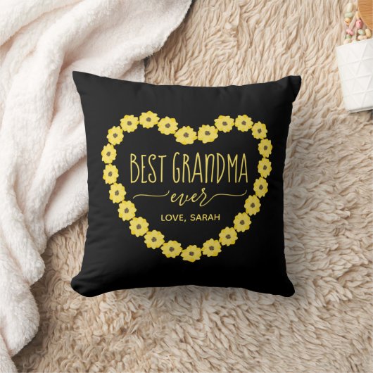 おばあちゃん最高のエバーヒマワリハートパーソナライズされた クッション (ブランケット)