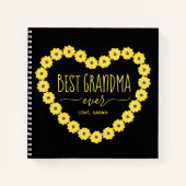 おばあちゃん最高のエバーヒマワリハートパーソナライズされた ノートブック (正面)