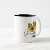 おばあちゃん最高のエバーヒマワリフローラパーソナライズされた ツートーンマグカップ (正面右)