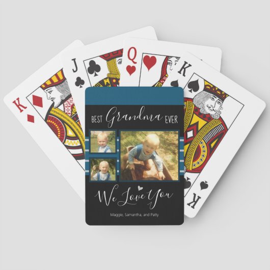 おばあちゃん最高のエバーフォトコラージュ名前をカスタムする トランプ (裏面)