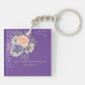 おばあちゃん最高のエバーフローラパープル牡丹バラ キーホルダー (裏面)