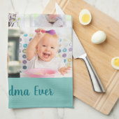 おばあちゃん最高のエバー6フォトメーソンリーグリッドグリーン キッチンタオル (四つ折り)