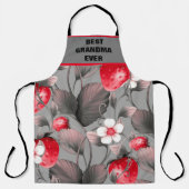 おばあちゃん最高のエプロン赤と灰色のイチゴ エプロン (正面)
