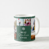 おばあちゃん最高のクリスマス5の写真コラージュのグリッド緑 コーヒーマグカップ (正面右)