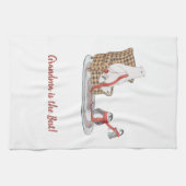 おばあちゃん最高のポーラクベアペンギンの友人の冬 キッチンタオル (横)