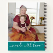 おばあちゃん最高のレシピ写真料理ティール（緑がかった色） ノートブック (裏面)