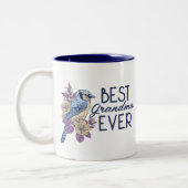 おばあちゃん最高のヴィンテージの花と鳥 ツートーンマグカップ (左)