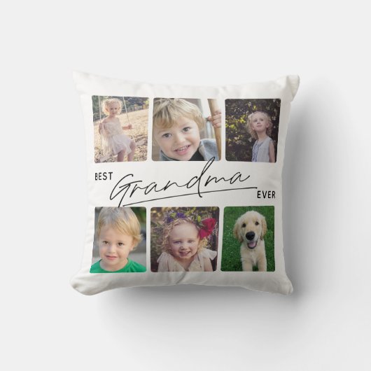 おばあちゃん最高のEver書道6写真コラージュ クッション (正面)