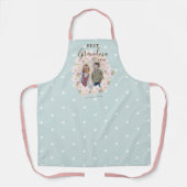 おばあちゃん最高のEver Photoピンクフローラリースブルー エプロン (正面)