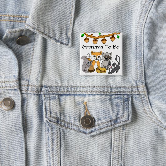 おばあちゃん森林動物の赤ちゃんシャワーになる 缶バッジ (インサイチュ)