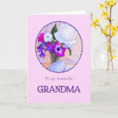 おばあちゃん母の日の花絵を描付きカード。 カード (黄色い花)