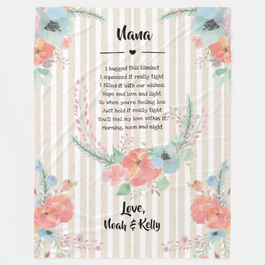 おばあちゃん母の日フローラおじいちゃんの詩 フリースブランケット (正面)