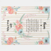 おばあちゃん母の日フローラおじいちゃんの詩 フリースブランケット (正面(横))