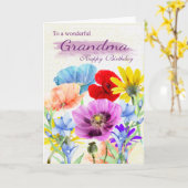 おばあちゃん水彩野花誕生日カード カード (黄色い花)