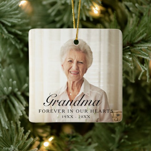 おばあちゃん永遠に私たちのハート写真記念 セラミックオーナメント (ツリー)