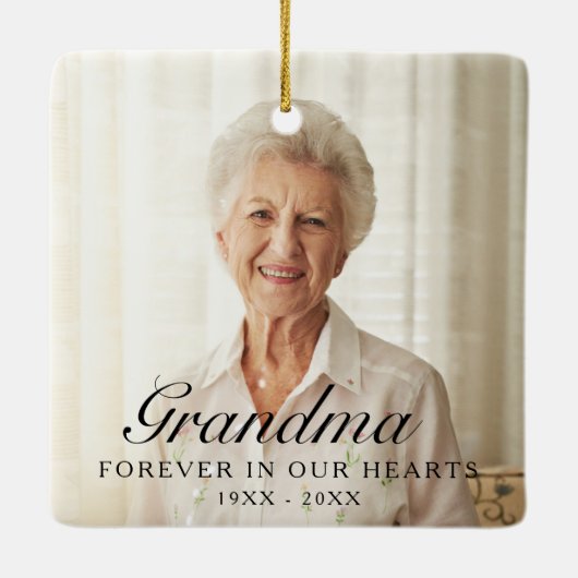 おばあちゃん永遠に私たちのハート写真記念 セラミックオーナメント (裏面)