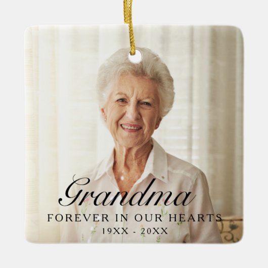 おばあちゃん永遠に私たちのハート写真記念 セラミックオーナメント (正面)
