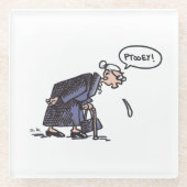 おばあちゃん澄んスピッティンググラスのコースター ガラスコースター (正面)