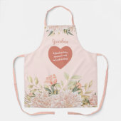 おばあちゃん祖母引用文ウォーターカラーピンクフローラ エプロン (正面)