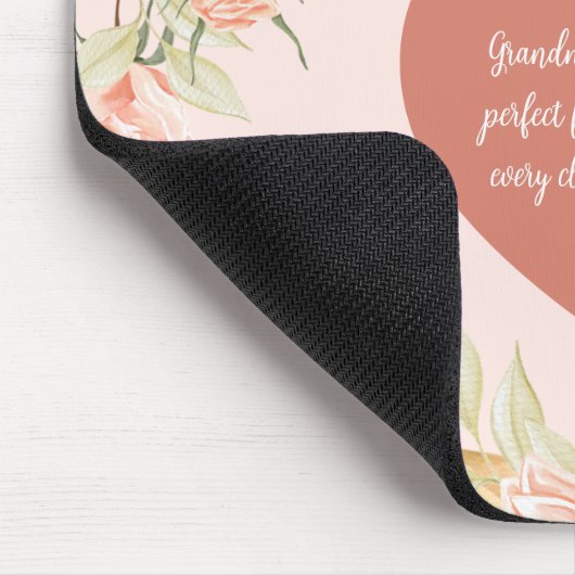 おばあちゃん祖母引用文ウォーターカラーピンクフローラ マウスパッド (コーナー)