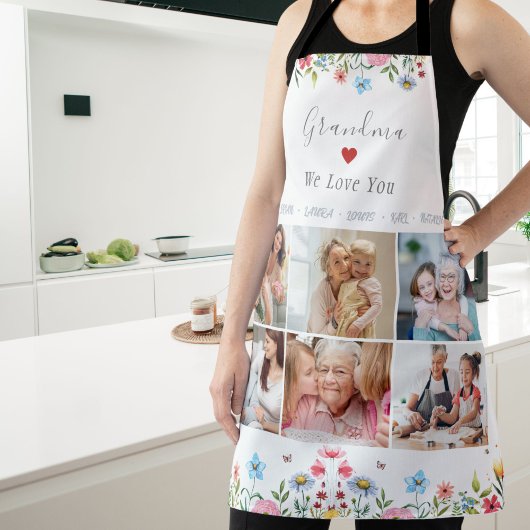おばあちゃん私たちはあなたを愛してあなたの名前フォトコラージエエプロン エプロン